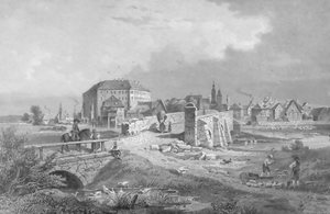 Höchstadt an der Aisch, Aquarell von Lebschée, ca 1845